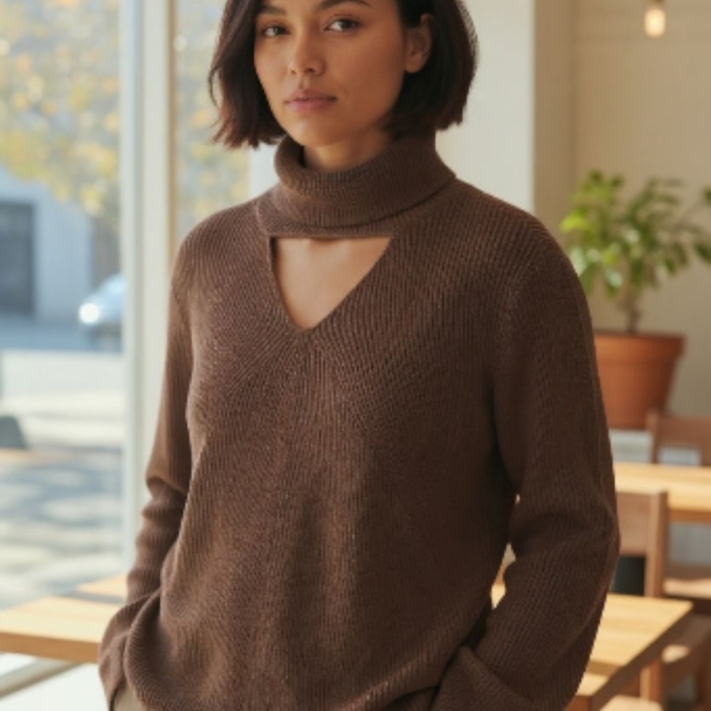 Chico's Rich Brown Turtleneck Sweater